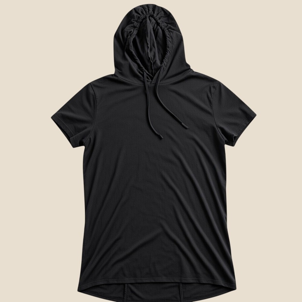 H&M Divided Mens Short Sleeve Hoodie Black Longline Cotton Jersey Tee M